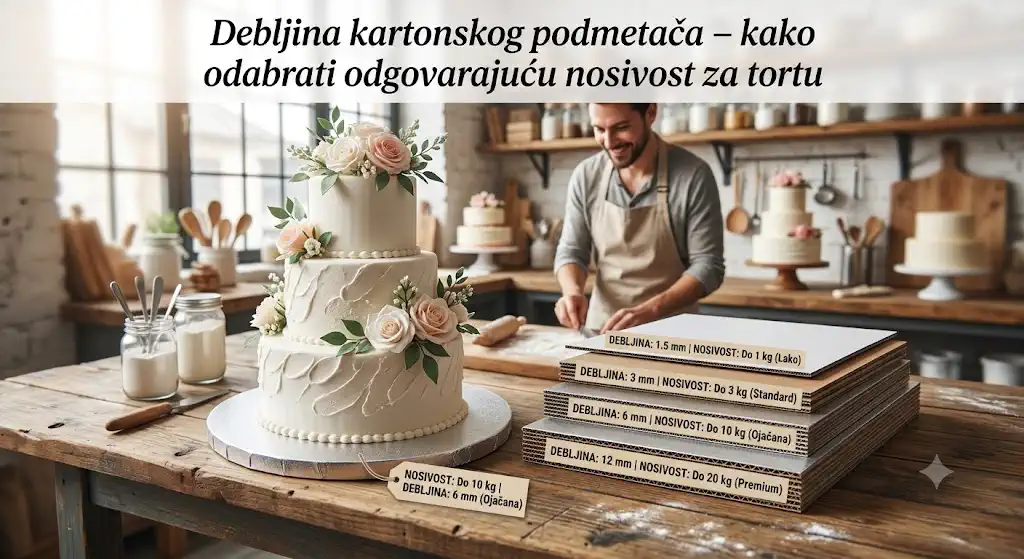 Debljina kartonskog podmetača za torte i izbor odgovarajuće nosivosti